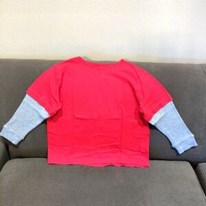 Boys' Red Cotton Long Sleeve T-shirt